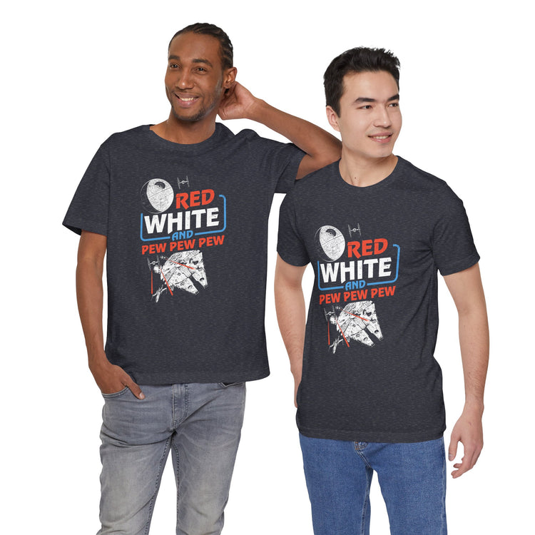 Red White Pew Pew Pew T-Shirt - Fandom-Made