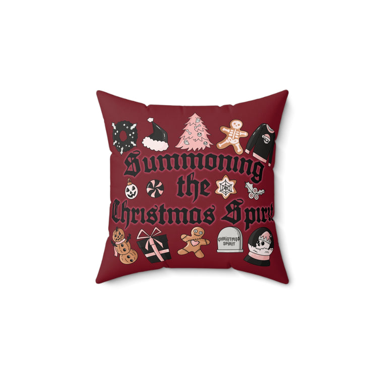 Summoning The Christmas Spirit Faux Suede Square Pillow