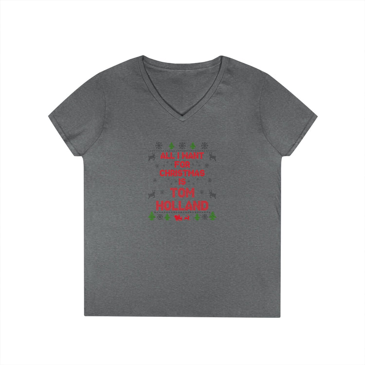 All I Want For Christmas Tom Holland V-Neck T-Shirt - Fandom-Made