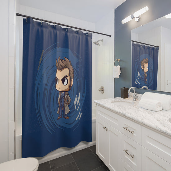 Timey Wimey Tenth Doctor Shower Curtains - Fandom-Made