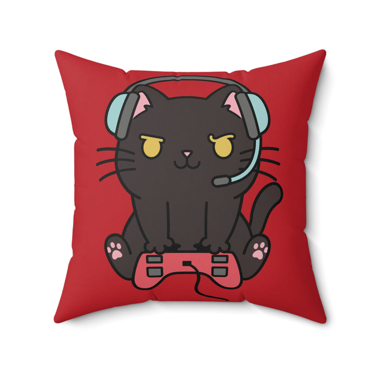 Gamer Cats Faux Suede Square Pillow - Fandom-Made