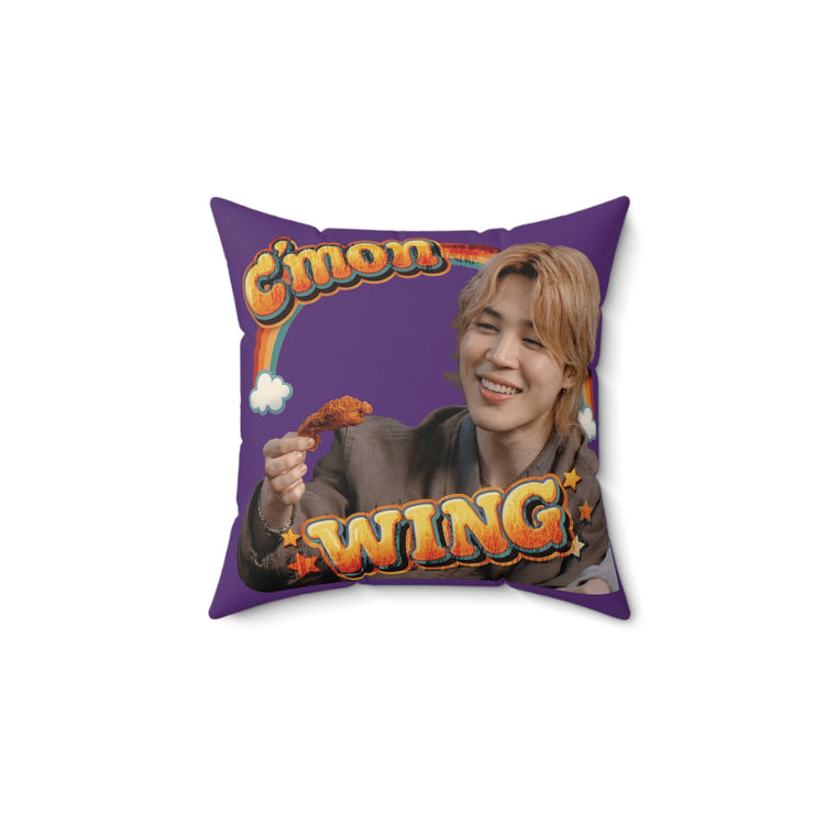 C'mon Wing Faux Suede Square Pillow