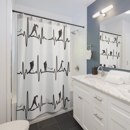 My Heart Beats For Hockey Shower Curtain - Fandom-Made