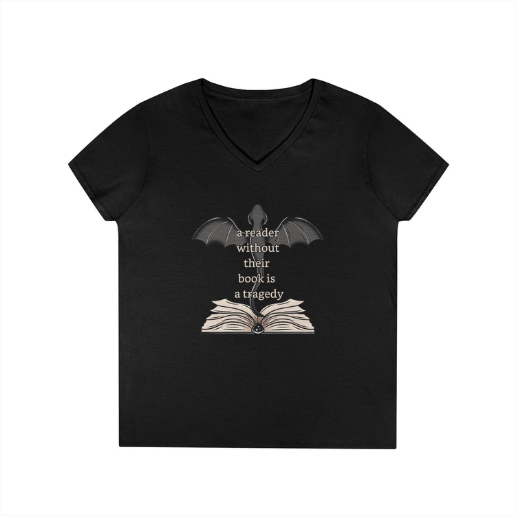 A Reader Without Their Book Ladies' V-Neck Tee
