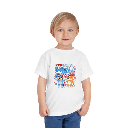 Red White Bluey Toddler Tee - Fandom-Made