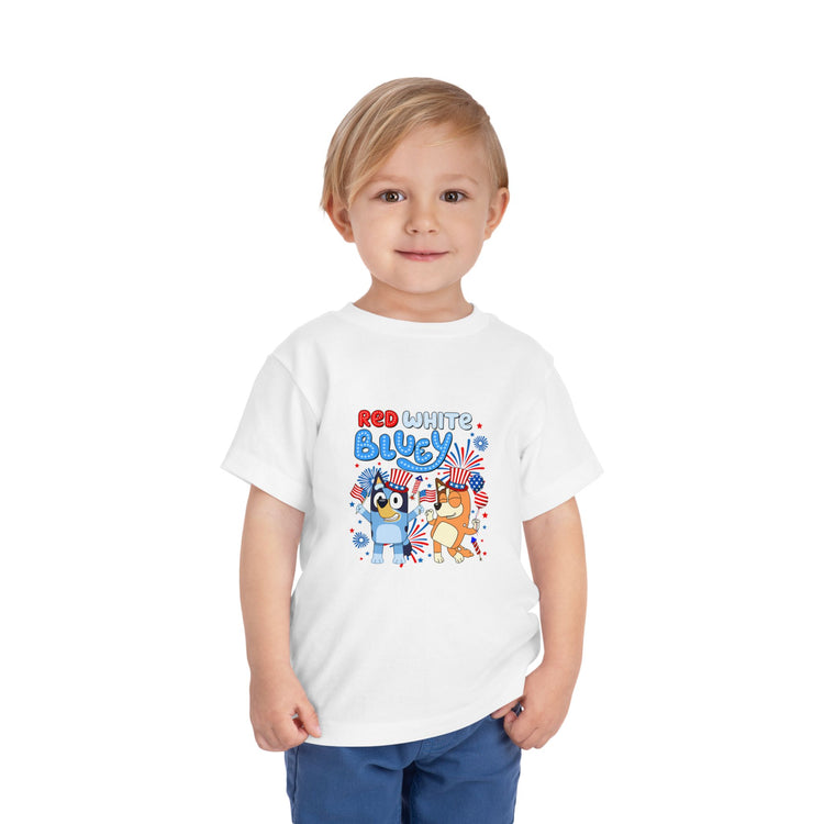 Red White Bluey Toddler Tee - Fandom-Made