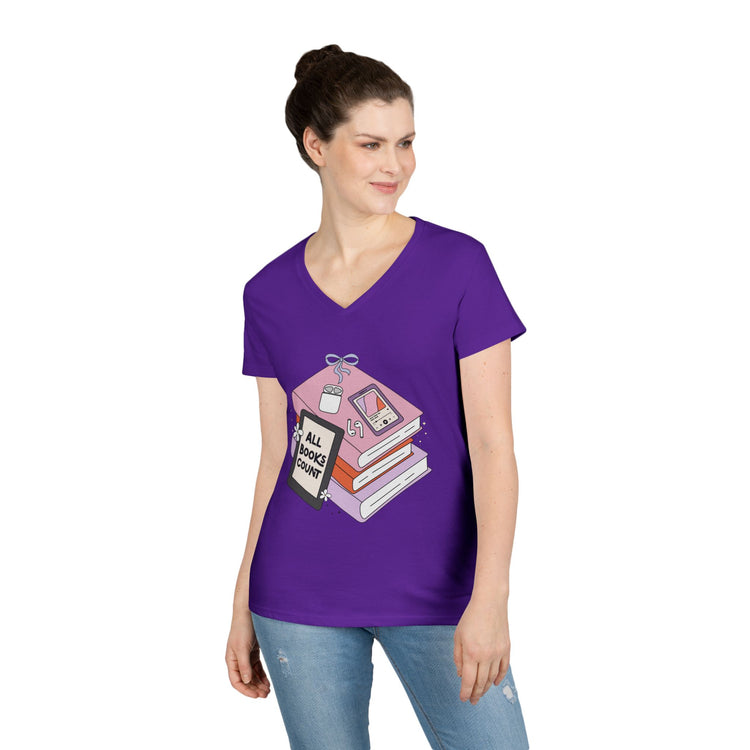 All Books Count Ladies' V-Neck Tee