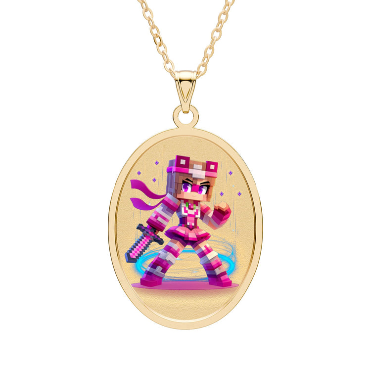 Pixel Princess Oval Pendant