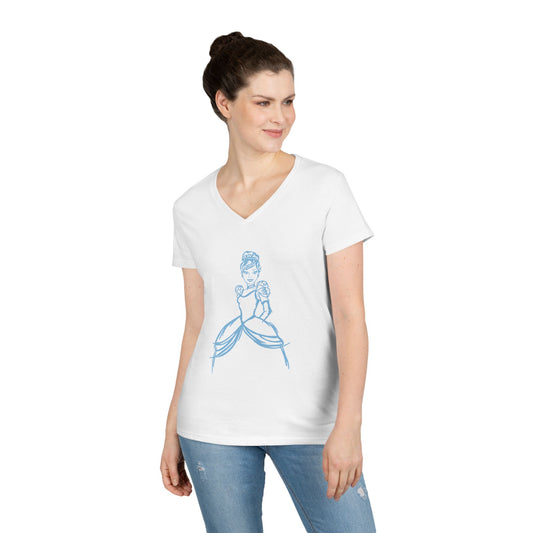 Sketched Princess Ladies' V-Neck Tee - Fandom-Made