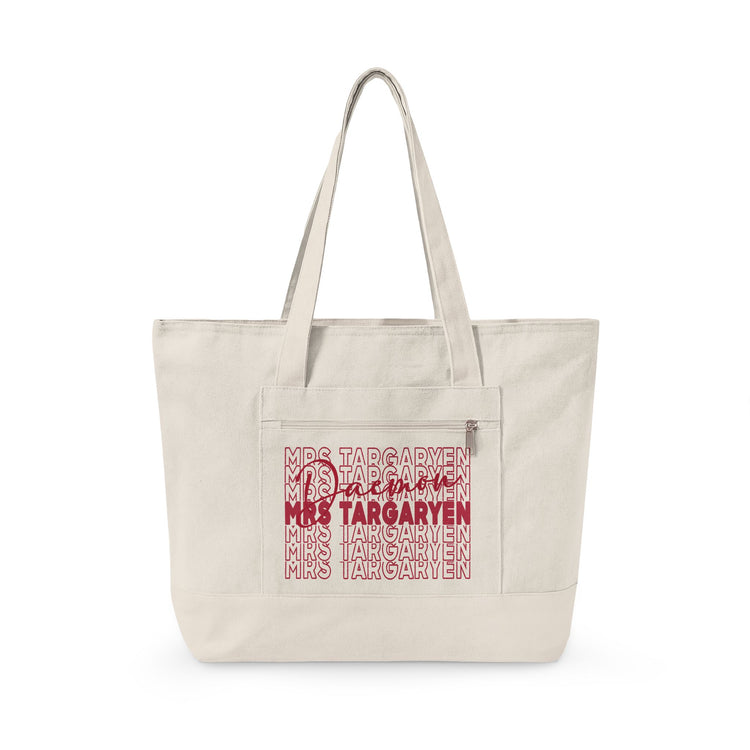 Mrs. Daemon Targaryen Zippered Canvas Tote