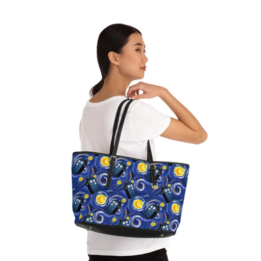 Tardis Night Leather Shoulder Bag - Fandom-Made
