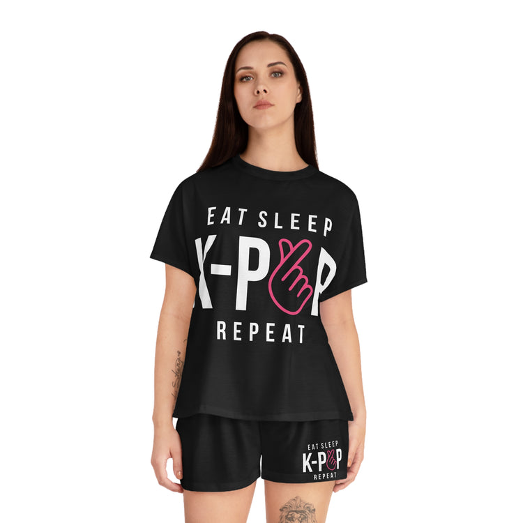 Eat Sleep K-Pop Repeat Women's Short Pajama Set