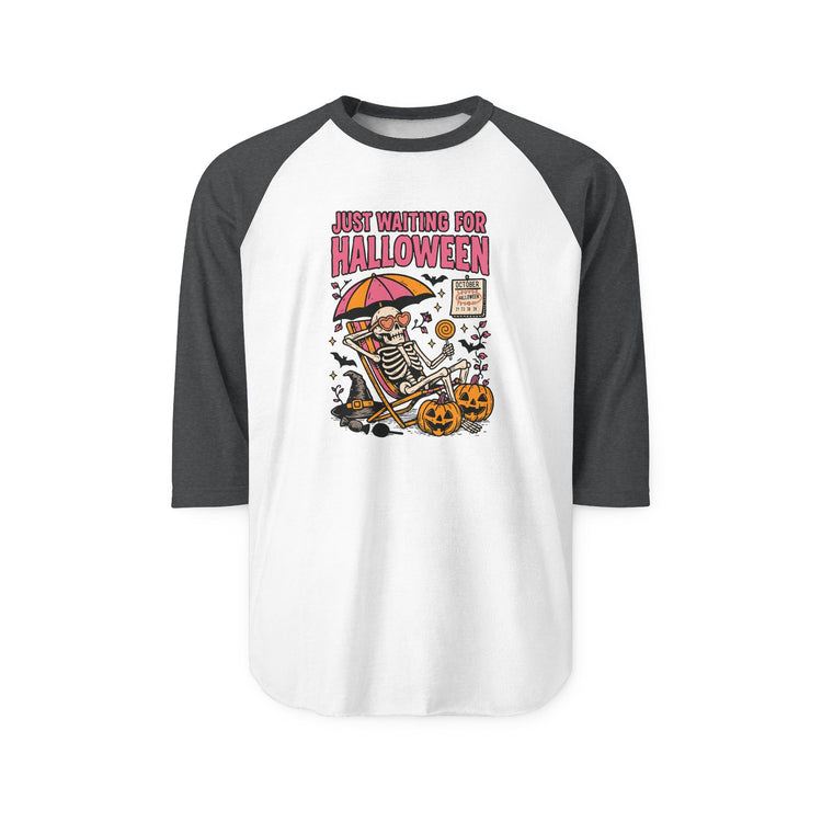 Just Waiting For Halloween 3/4 Raglan Shirt - Fandom-Made