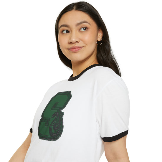 Slytherin S Embroidery Design Unisex Cotton Ringer T-Shirt - Fandom-Made