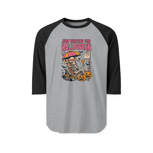 Just Waiting For Halloween 3/4 Raglan Shirt - Fandom-Made