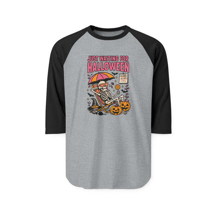 Just Waiting For Halloween 3/4 Raglan Shirt - Fandom-Made