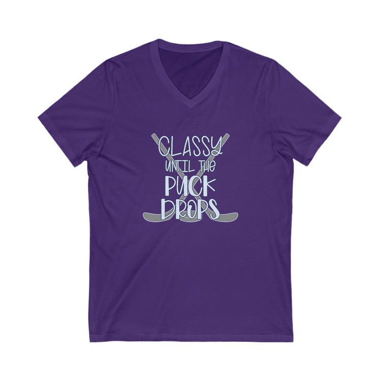Classy Until The Puck Drops V-Neck Tee - Fandom-Made