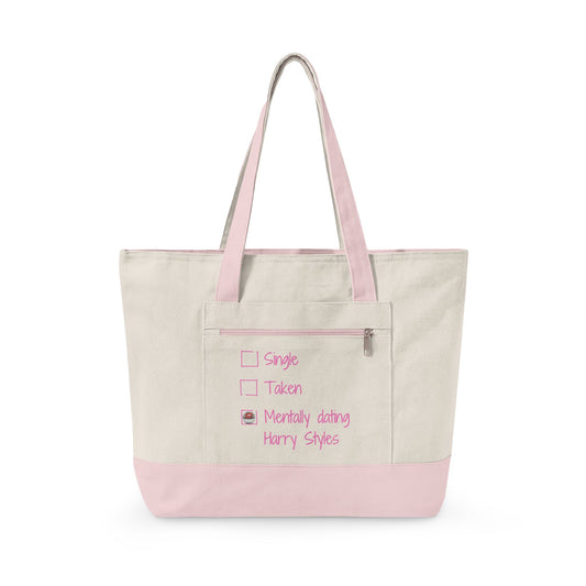 Mentally Dating Harry Zippered Canvas Totes - Fandom-Made