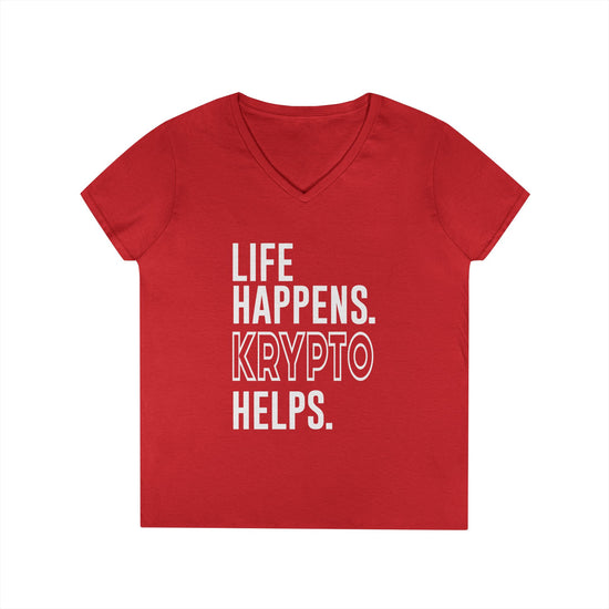 Life Happens Krypto Helps V-Neck Tee - Fandom-Made