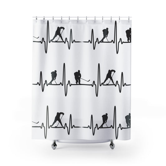 My Heart Beats For Hockey Shower Curtain - Fandom-Made