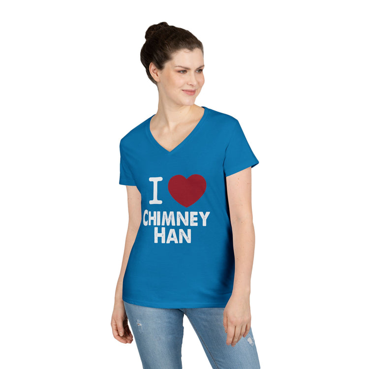 I Love Chimney Han Ladies' V-Neck Tee