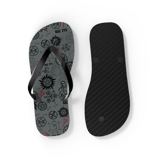 Supernatural Symbols All-Over Print Flip Flops - Fandom-Made