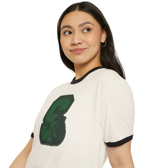 Slytherin S Embroidery Design Unisex Cotton Ringer T-Shirt - Fandom-Made