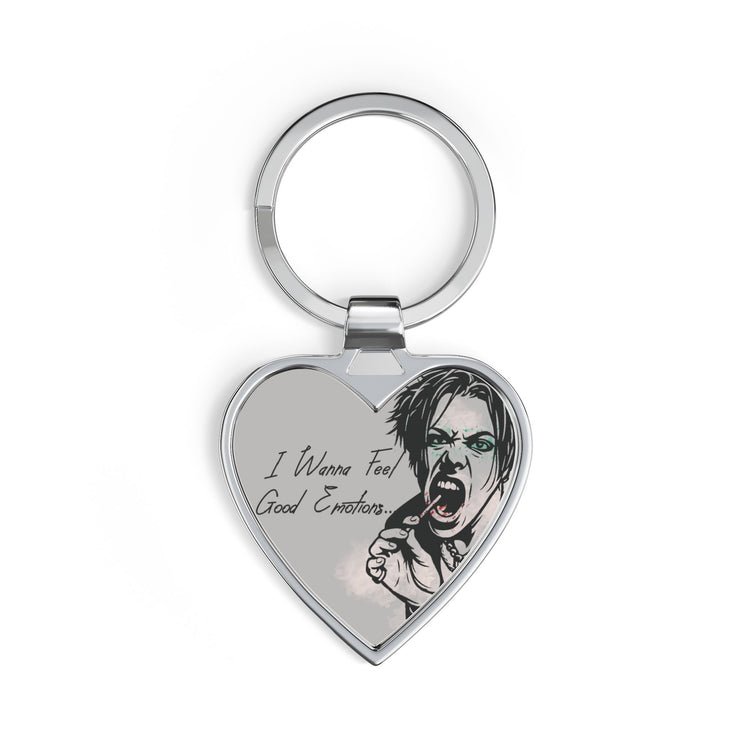 I Wanna Feel Good Emotions Heart Keychain
