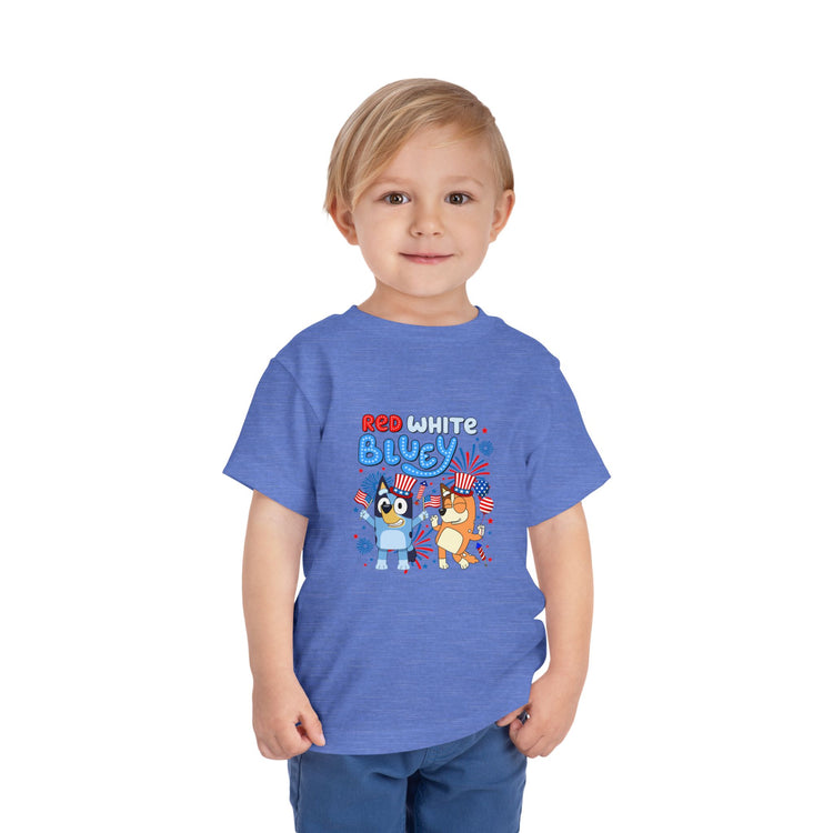 Red White Bluey Toddler Tee - Fandom-Made