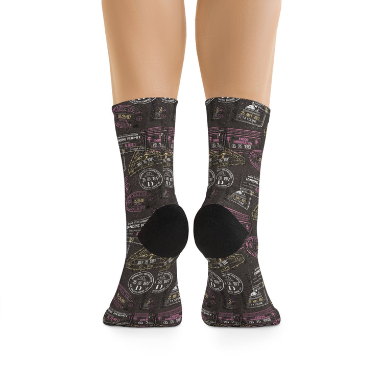 Galaxy Passport Stamps Socks