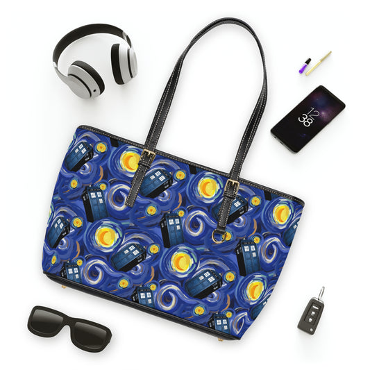 Tardis Night Leather Shoulder Bag - Fandom-Made