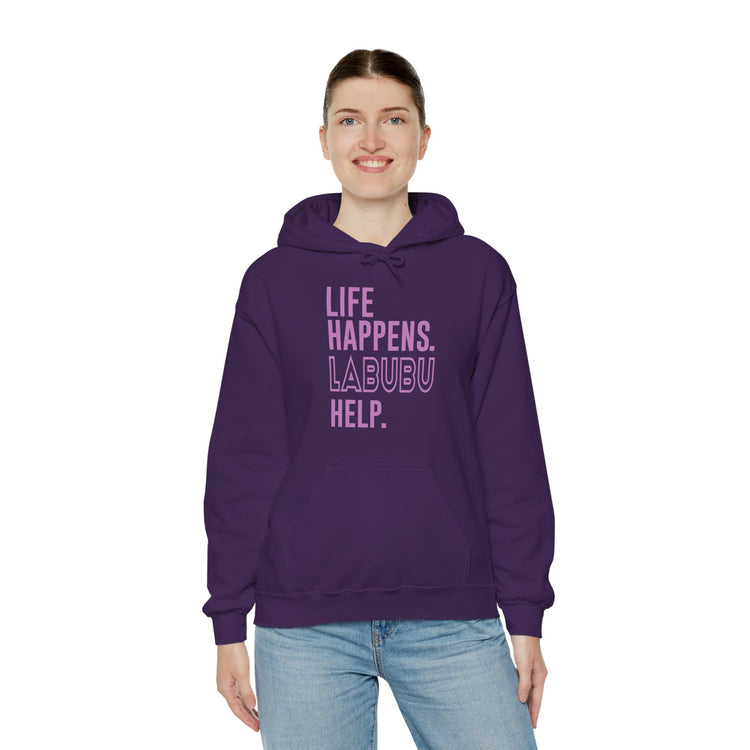 Life Happens Labubu Help Hoodie - Fandom-Made