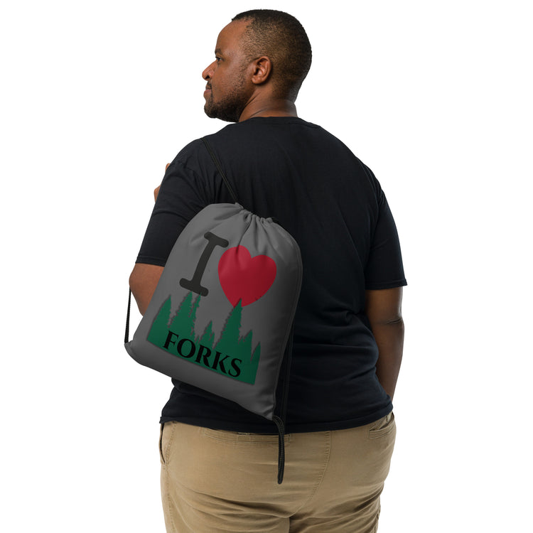 I Love Forks Drawstring Bag - Fandom-Made