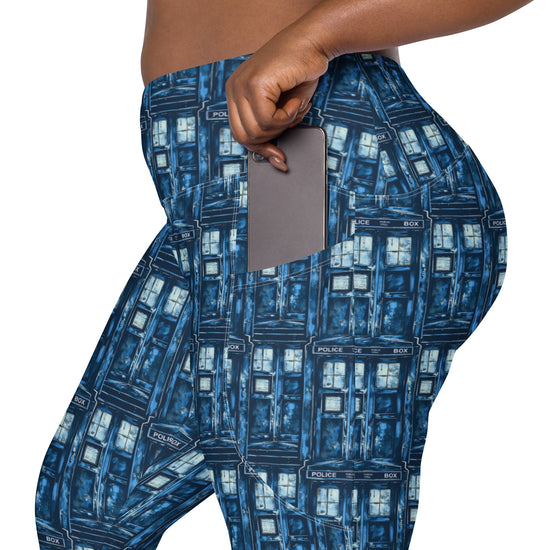 Tardis All-Over Print Leggings with Pockets - Fandom-Made