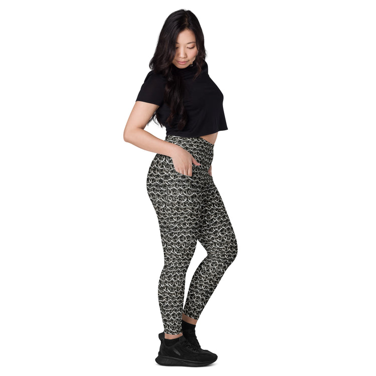 Chainmail All-Over Print Recycled Leggings with Pockets - Fandom-Made