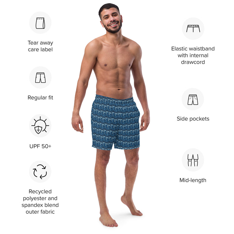 Tardis All-Over Print Recycled Swim Trunks - Fandom-Made