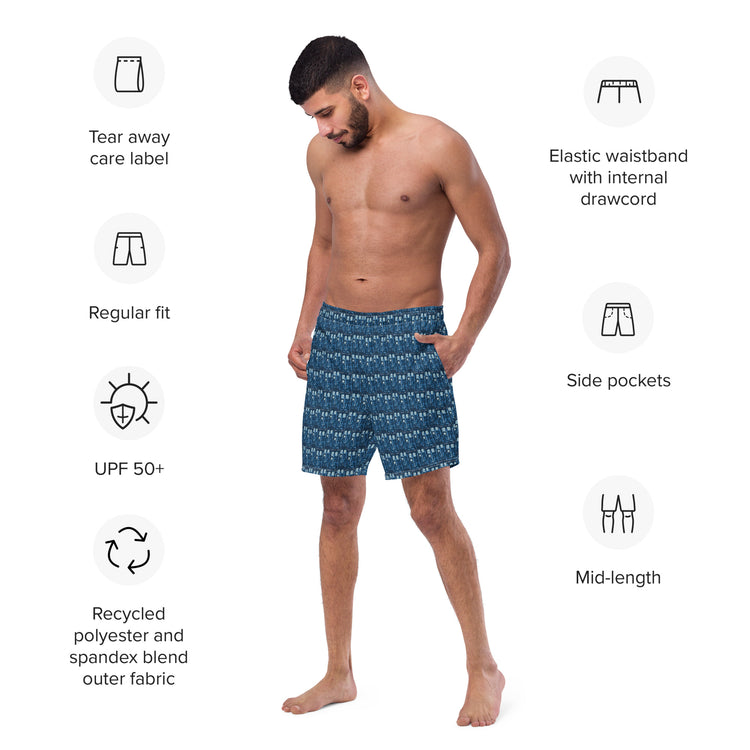 Tardis All-Over Print Recycled Swim Trunks - Fandom-Made
