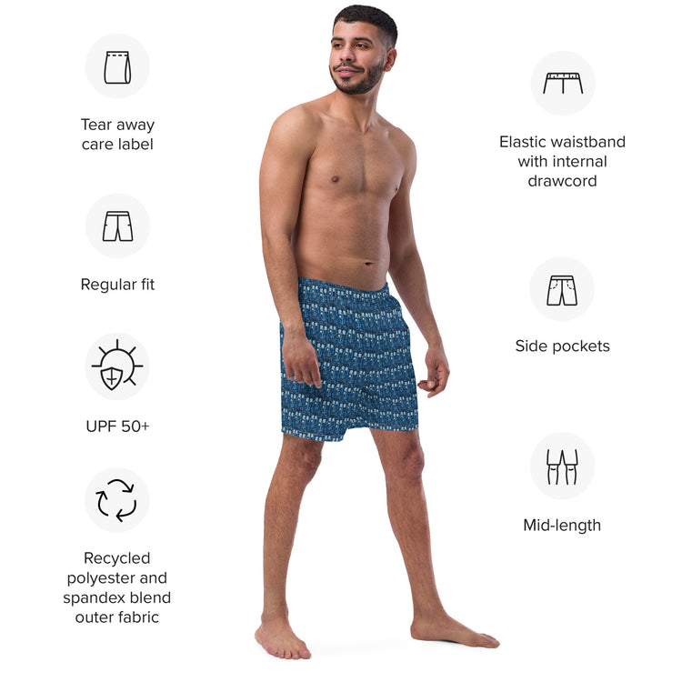 Tardis All-Over Print Recycled Swim Trunks - Fandom-Made