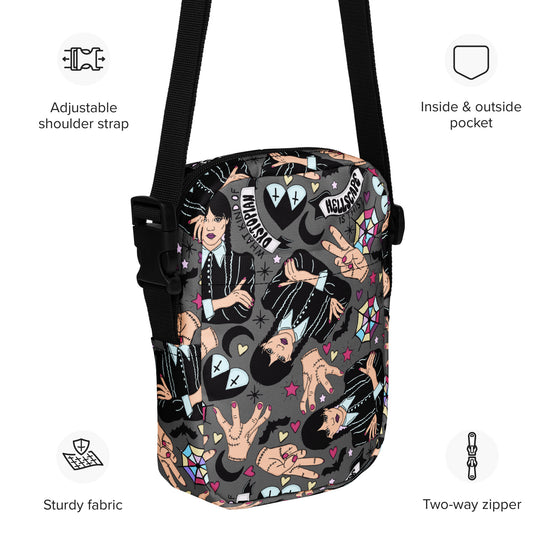 Wednesday Addams All-Over Print Crossbody Bag - Fandom-Made