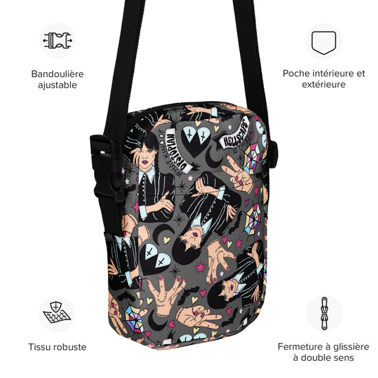 Wednesday Addams All-Over Print Crossbody Bag - Fandom-Made