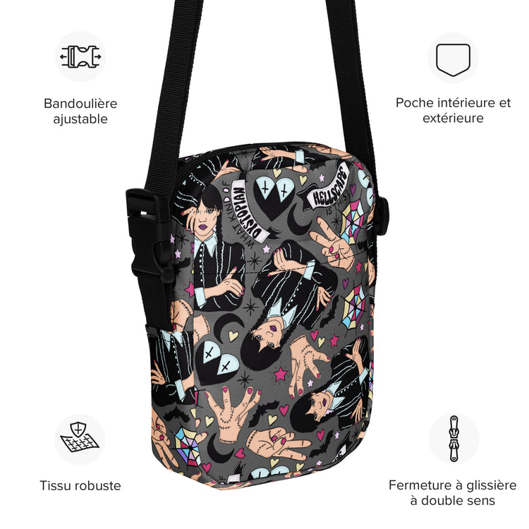 Wednesday Addams All-Over Print Crossbody Bag - Fandom-Made