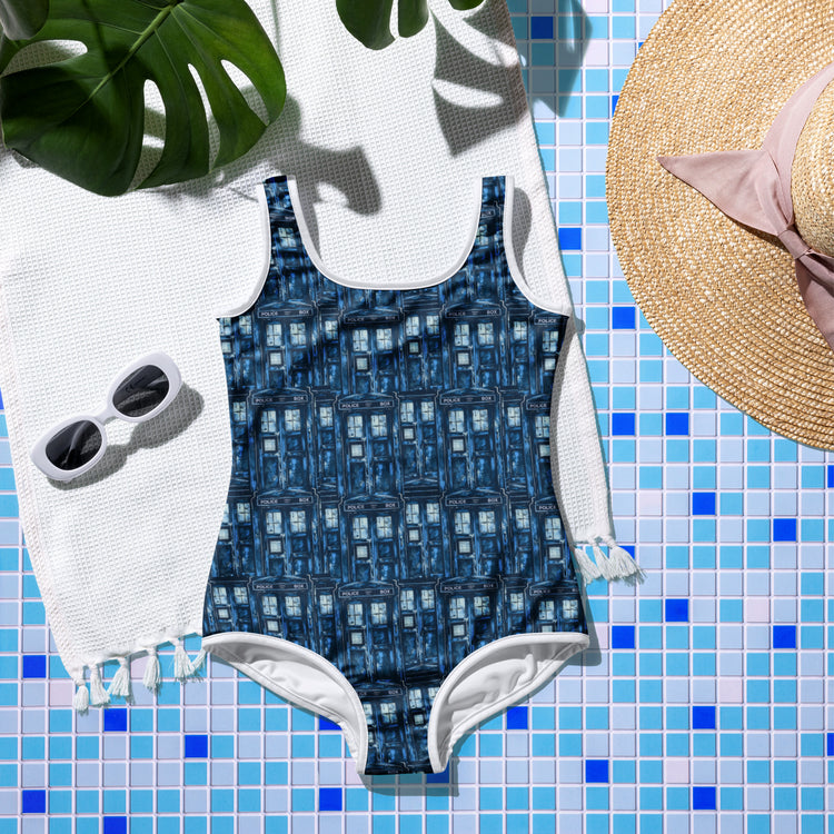 Tardis All-Over Print Youth Swimsuit - Fandom-Made