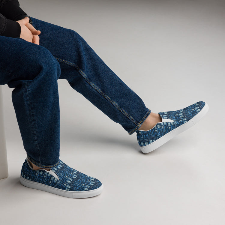 Tardis All-Over Print Men's Slip-On Canvas Shoes - Fandom-Made