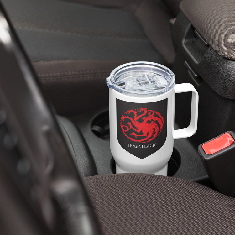 Team Black Travel Mug with a Handle - Fandom-Made
