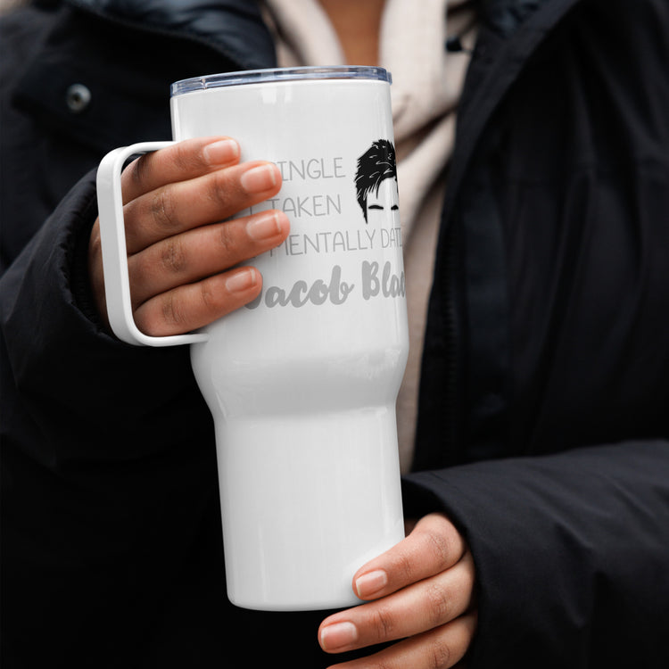 Mentally Dating Jacob Black Travel Mug with a Handle - Fandom-Made