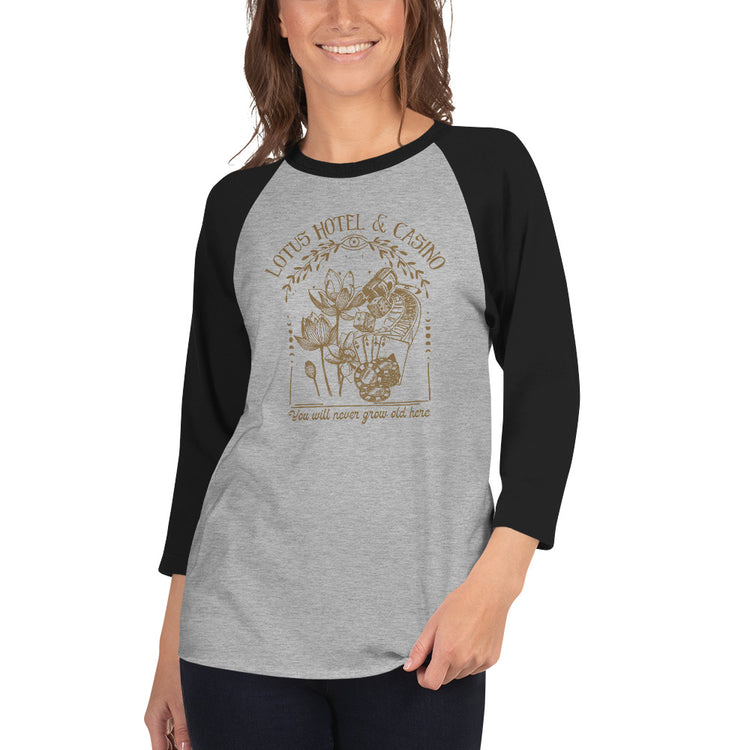 Lotus Hotel & Casino Unisex 3/4 Sleeve Raglan Shirt - Fandom-Made