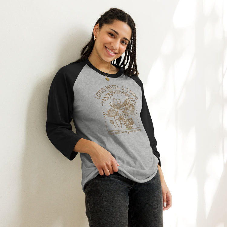 Lotus Hotel & Casino Unisex 3/4 Sleeve Raglan Shirt - Fandom-Made