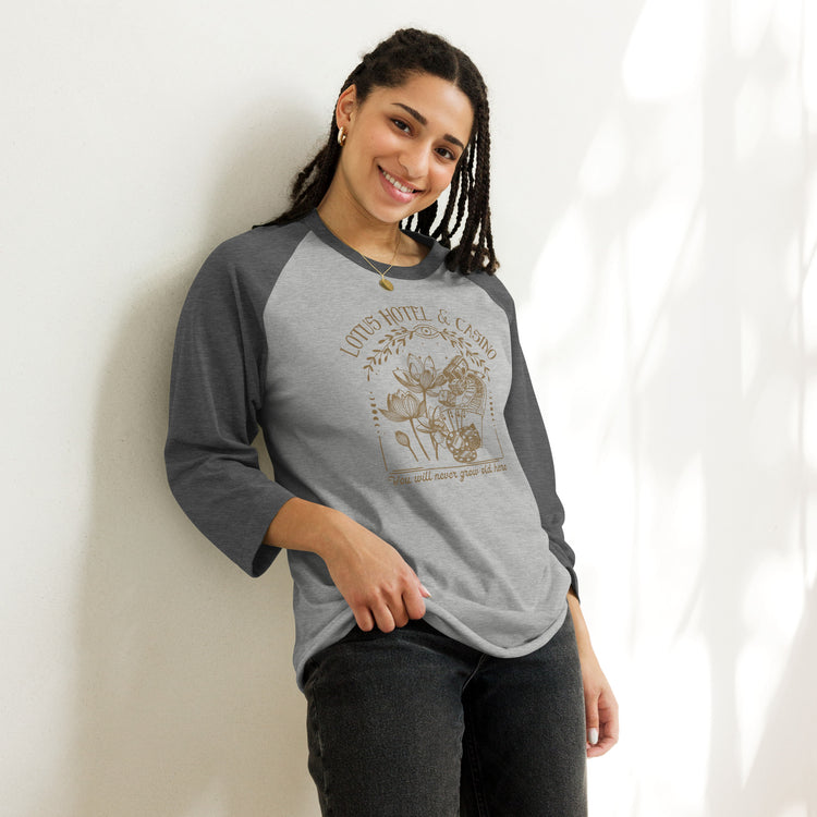 Lotus Hotel & Casino Unisex 3/4 Sleeve Raglan Shirt - Fandom-Made