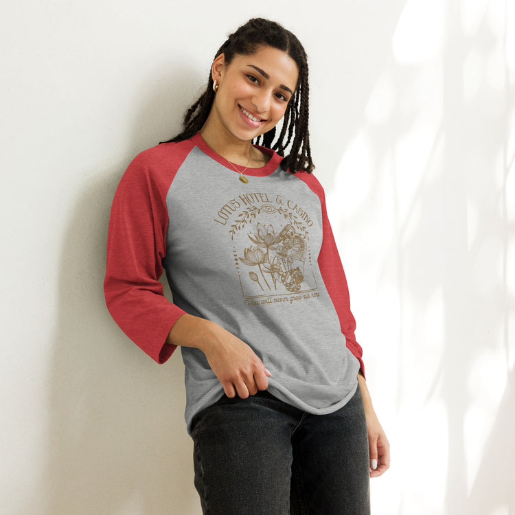 Lotus Hotel & Casino Unisex 3/4 Sleeve Raglan Shirt - Fandom-Made