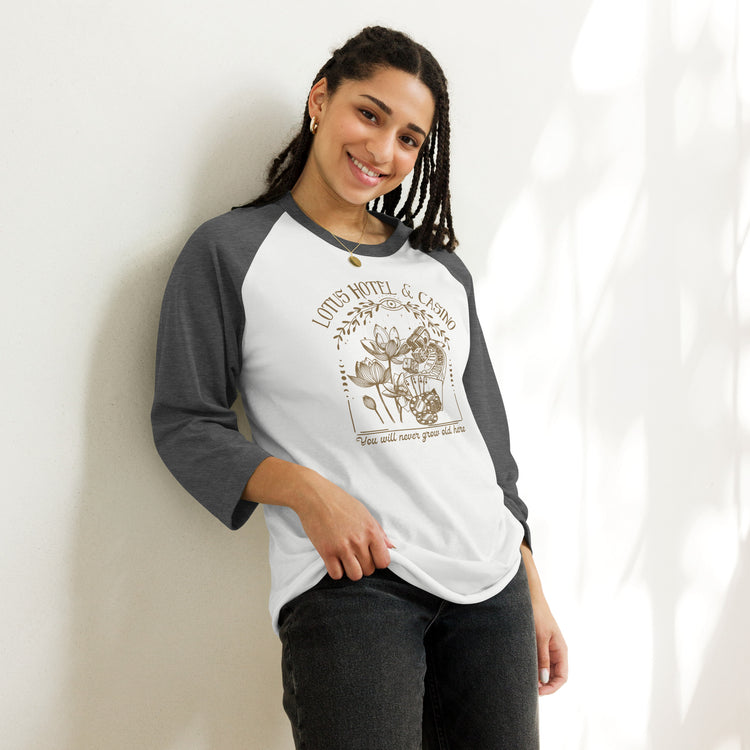 Lotus Hotel & Casino Unisex 3/4 Sleeve Raglan Shirt - Fandom-Made